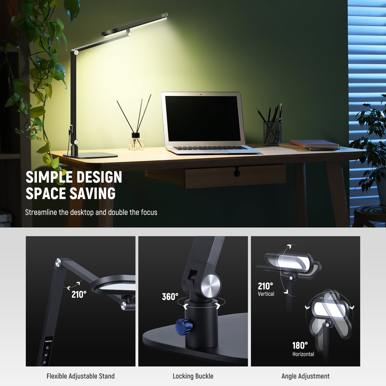 NEEWER BASICS FR16 16W LED Foldable Desk Lamp