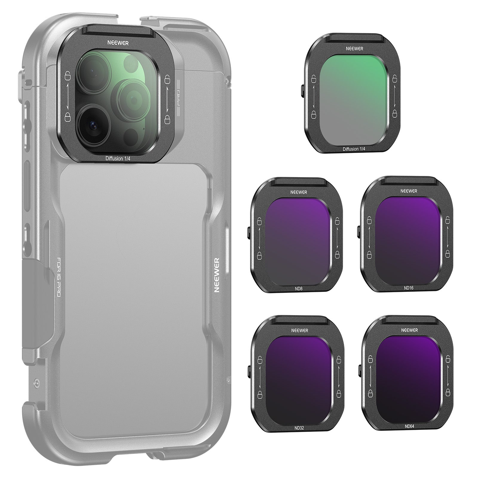 NEEWER 5-Pack Phone Filter Kit for iPhone PA073/PA074 Cage