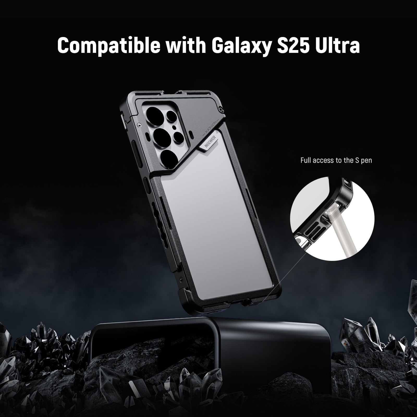 NEEWER PA082 Phone Cage For SAMSUNG S25 Ultra with 67mm Filter/17mm/T Mount Adapters