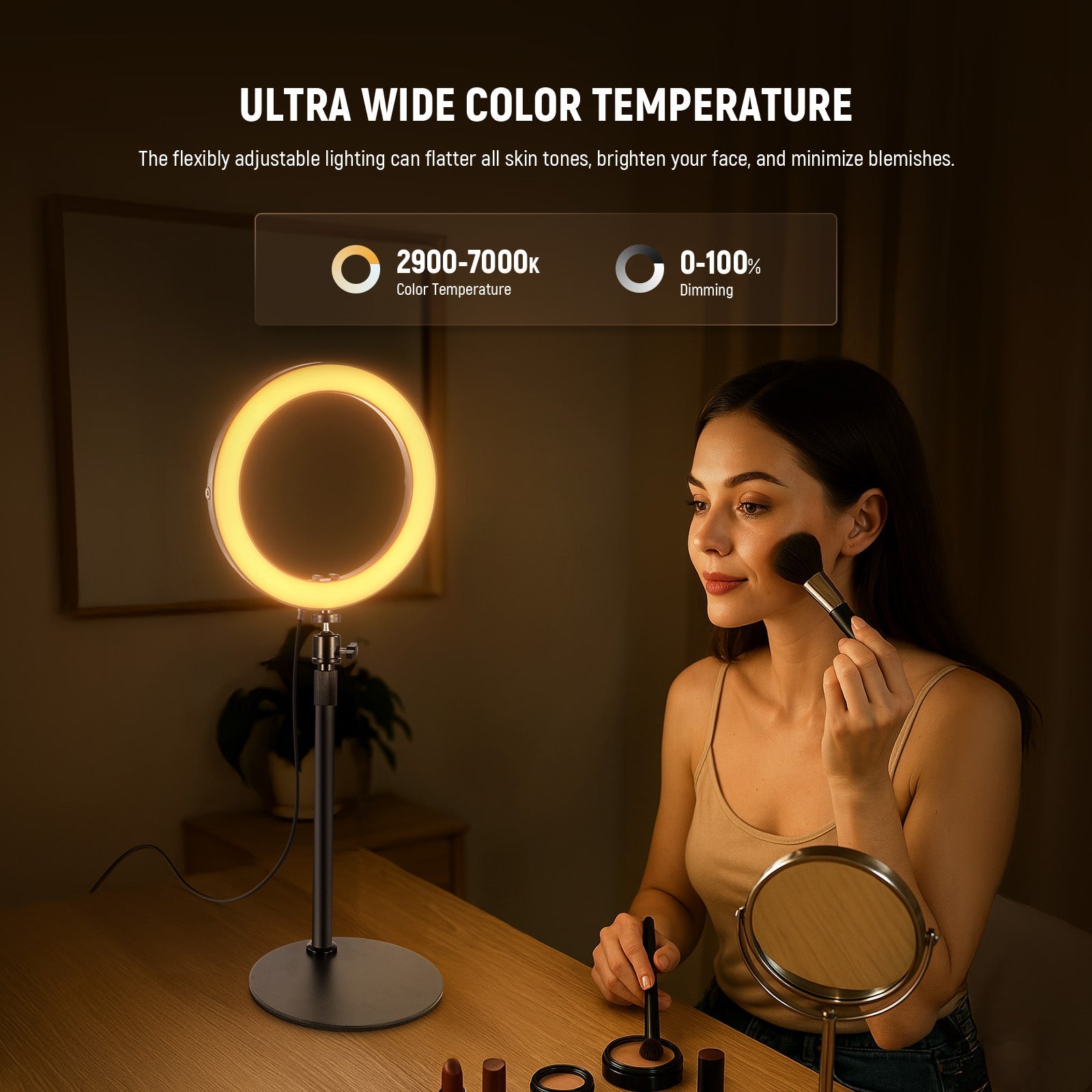 NEEWER High Power Bi-Color Desk Ring Light