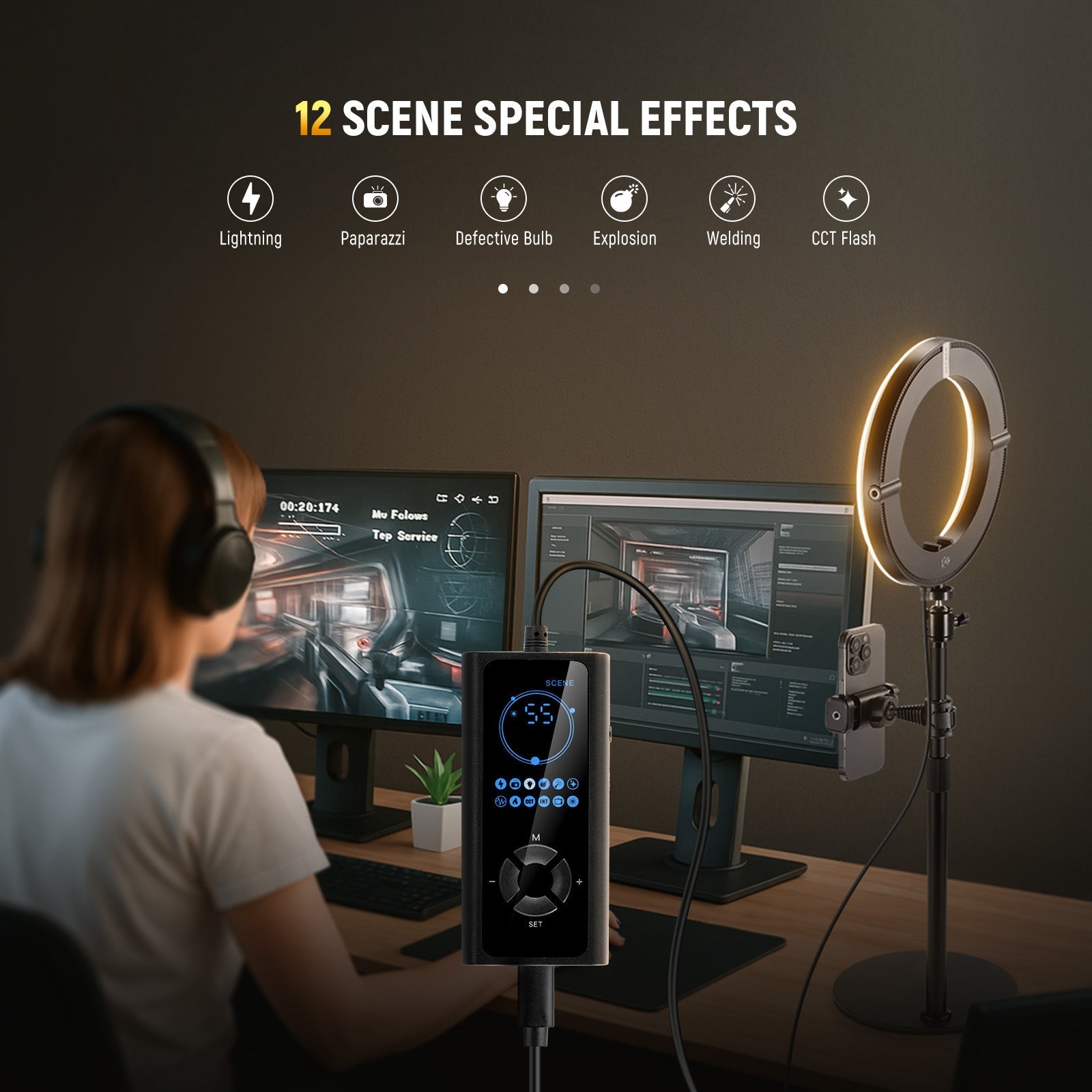 NEEWER High Power Bi-Color Desk Ring Light