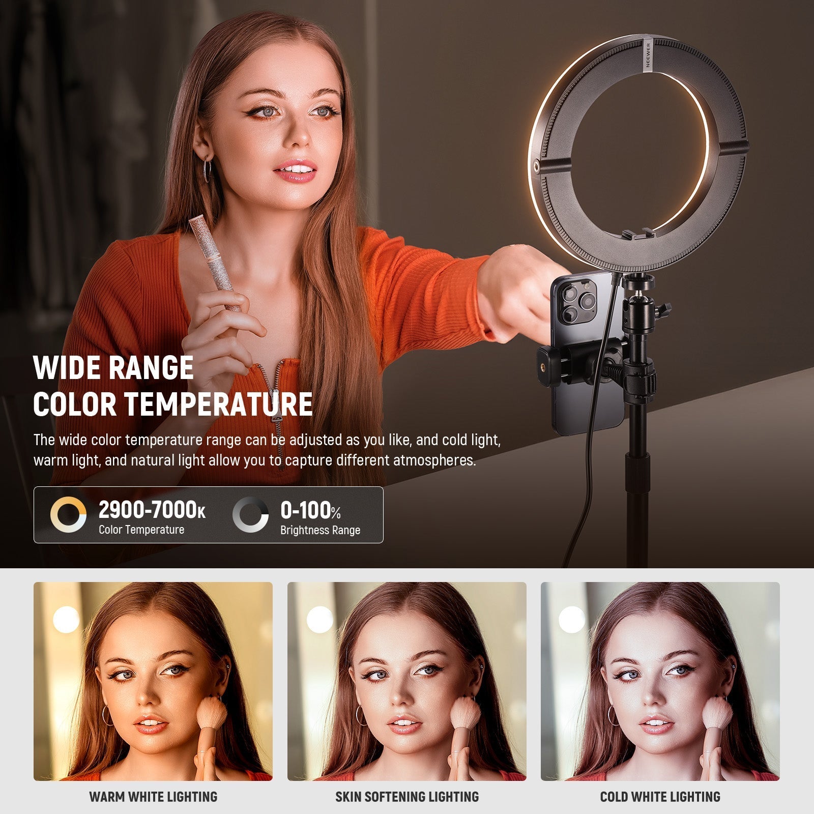 NEEWER High Power Bi-Color Desk Ring Light