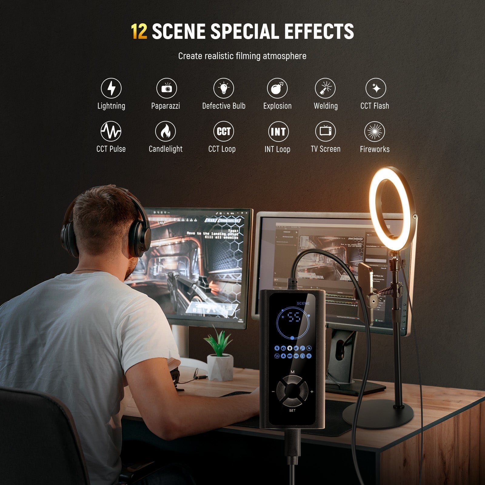 NEEWER High Power Bi-Color Desk Ring Light