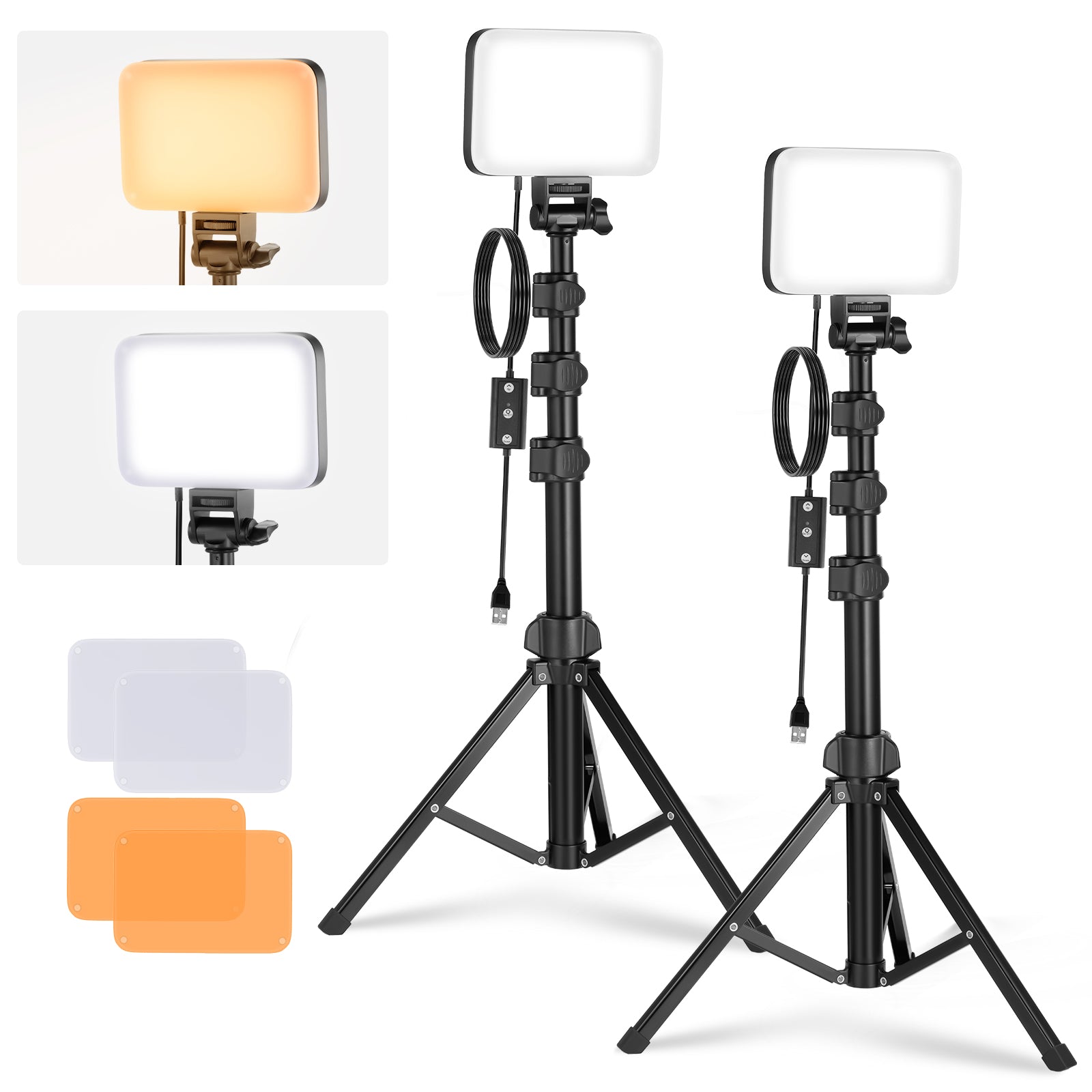 NEEWER BASICS BP66 2 Pack Bi-Color Video Light Panel Lighting Kit