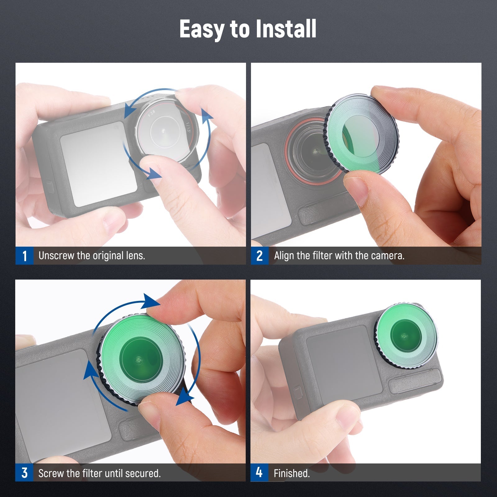NEEWER CPL/Black Diffusion Filter For DJI Osmo Action 5 Pro & Action 4