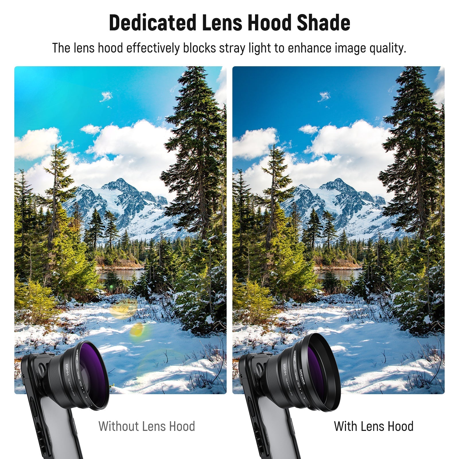 NEEWER 72mm Variable ND2-32 Filter with Lens Hood for 85mm Telephoto Phone Lens