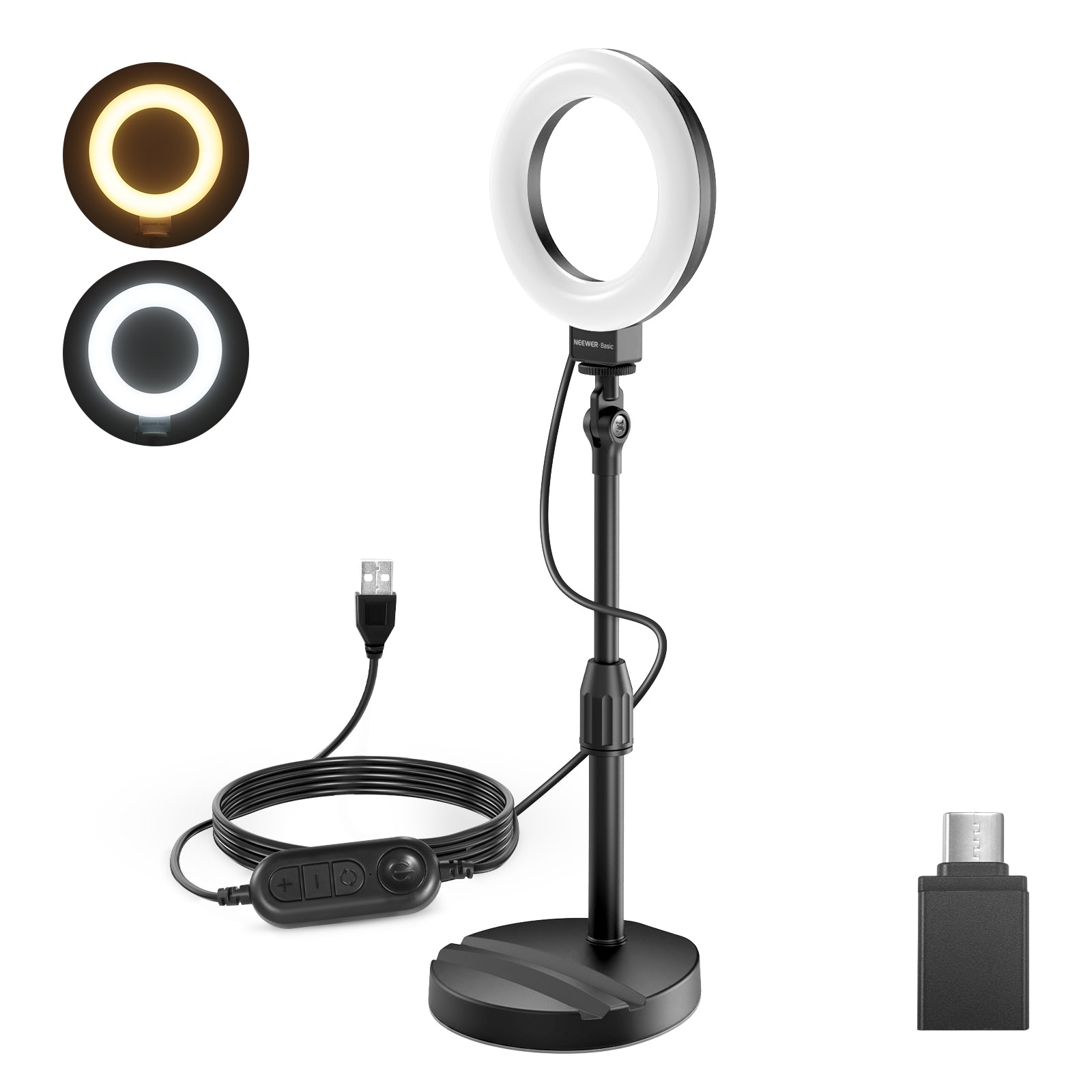 NEEWER BASICS BR60 5"/13cm Desk Ring Light with Stand