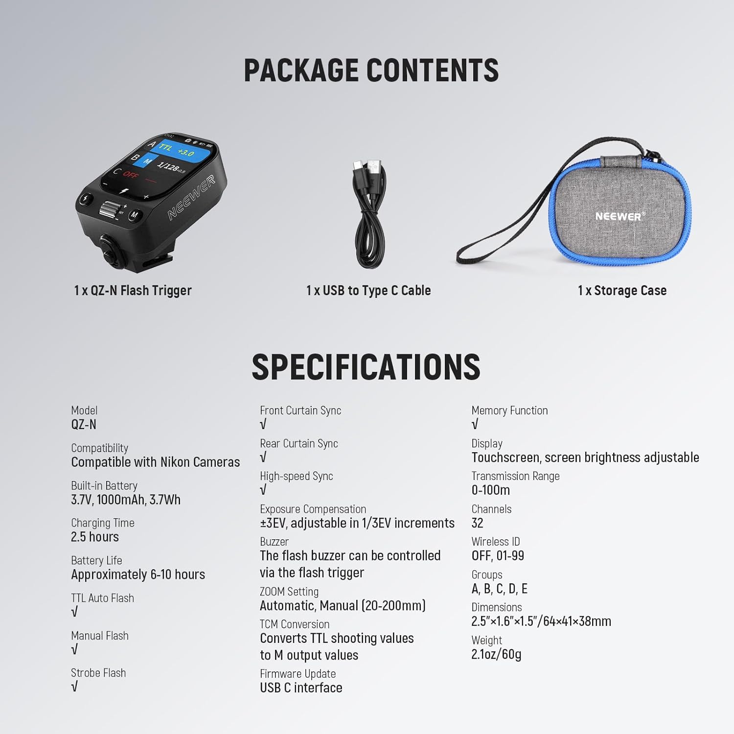 NEEWER QZ TTL Wireless Flash Trigger Transmitter