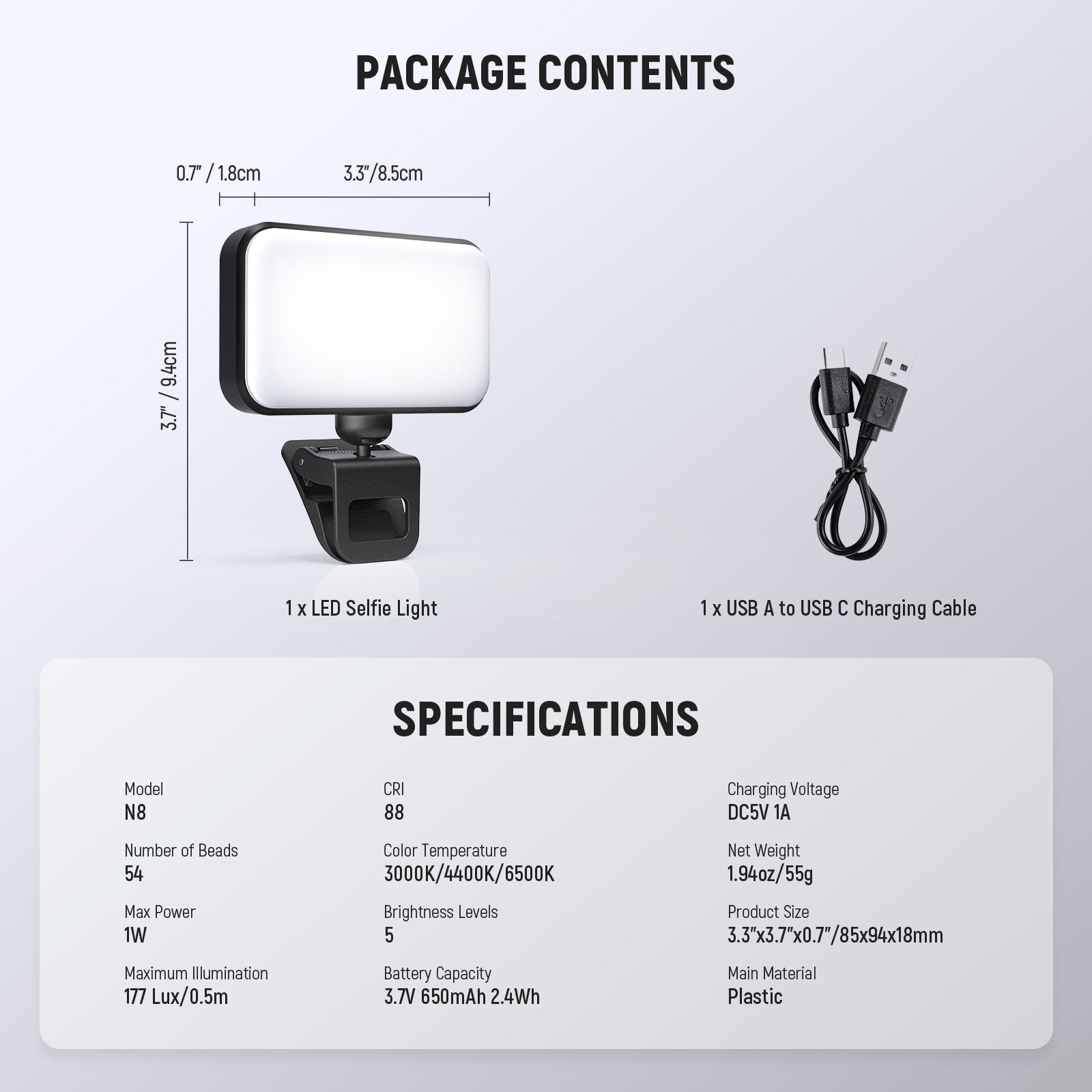NEEWER ENTRY LEVEL VERSION N8/N6 Clip on LED Selfie Light