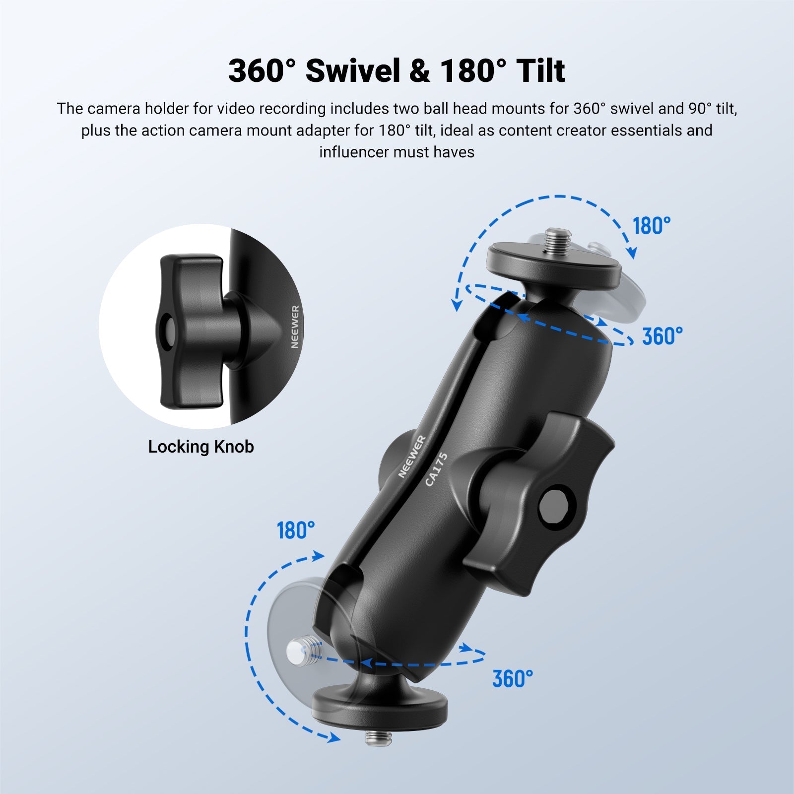 NEEWER CA175 Motorcycle Bicycle Handlebar Car Mount Action Camera Accessories Kit