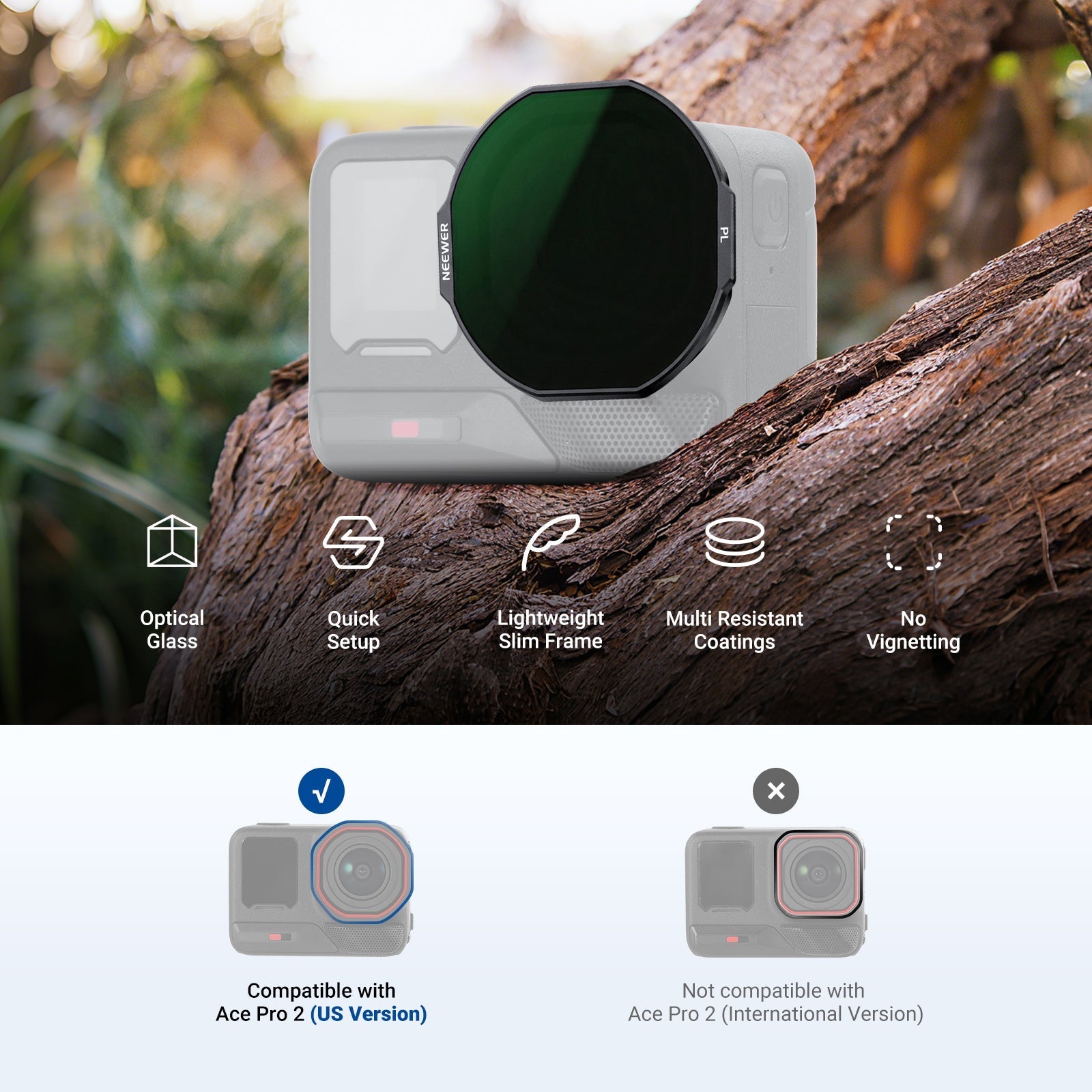 NEEWER Filter Set Compatible with Insta360 Ace Pro 2