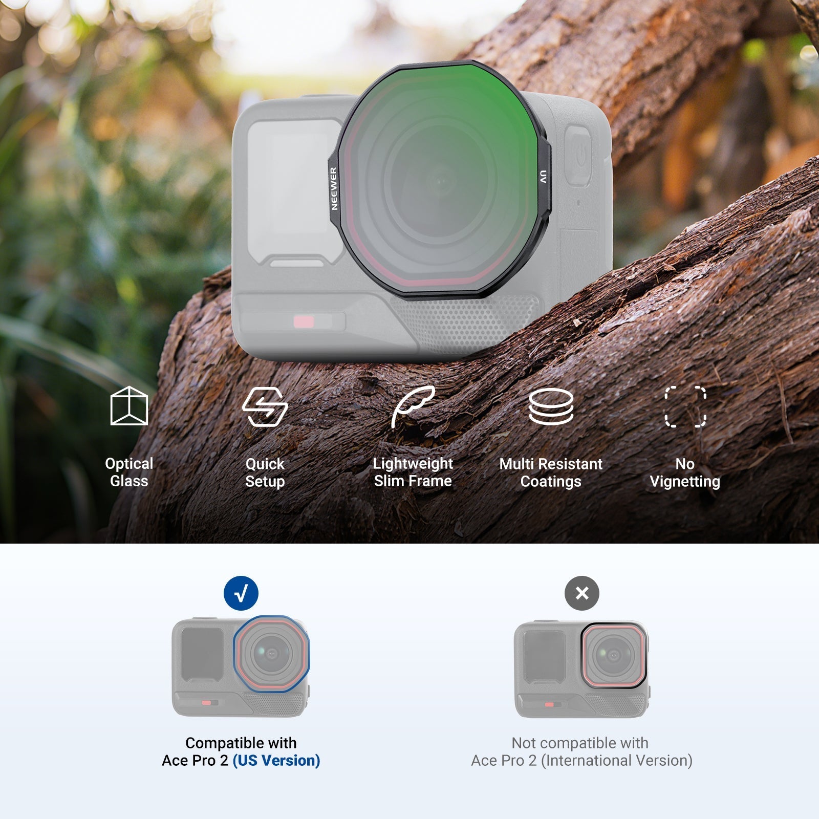 NEEWER Filter Set Compatible with Insta360 Ace Pro 2