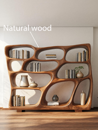 Modern Bookshelf With Sculptural Open Design For Living Room