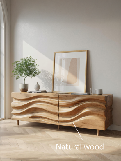 Hand Carved Wave Sideboard For Living Room Or Dining Room
