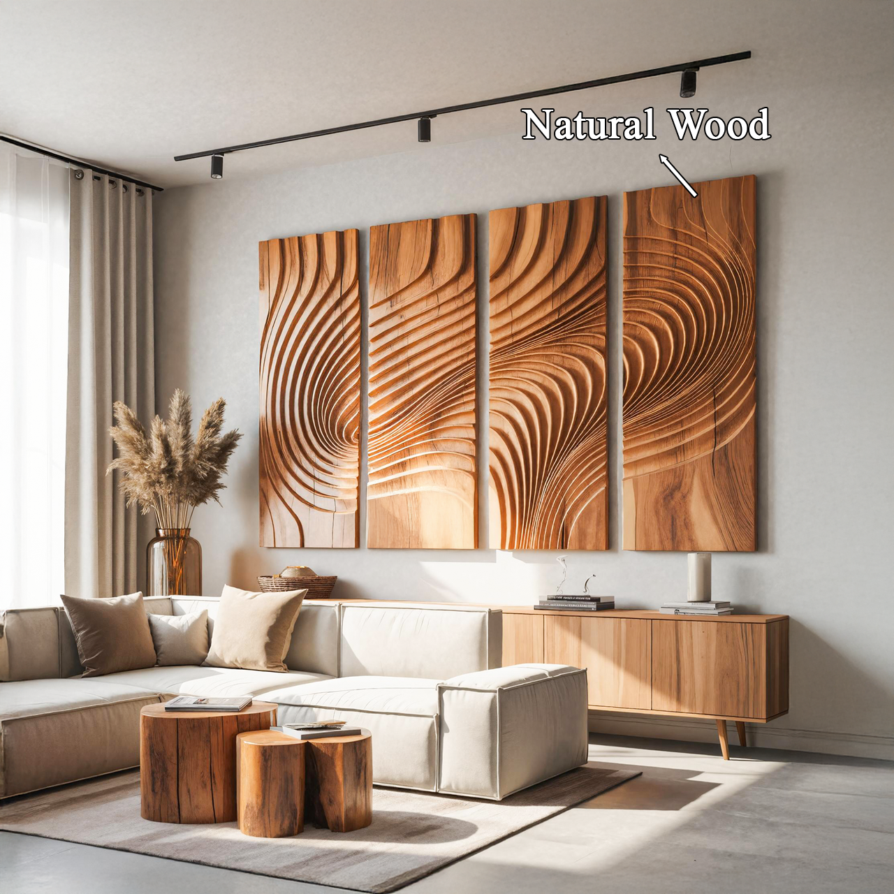 Large Carved Wood Wall Art Panel For Living Room Or Entryway Decor