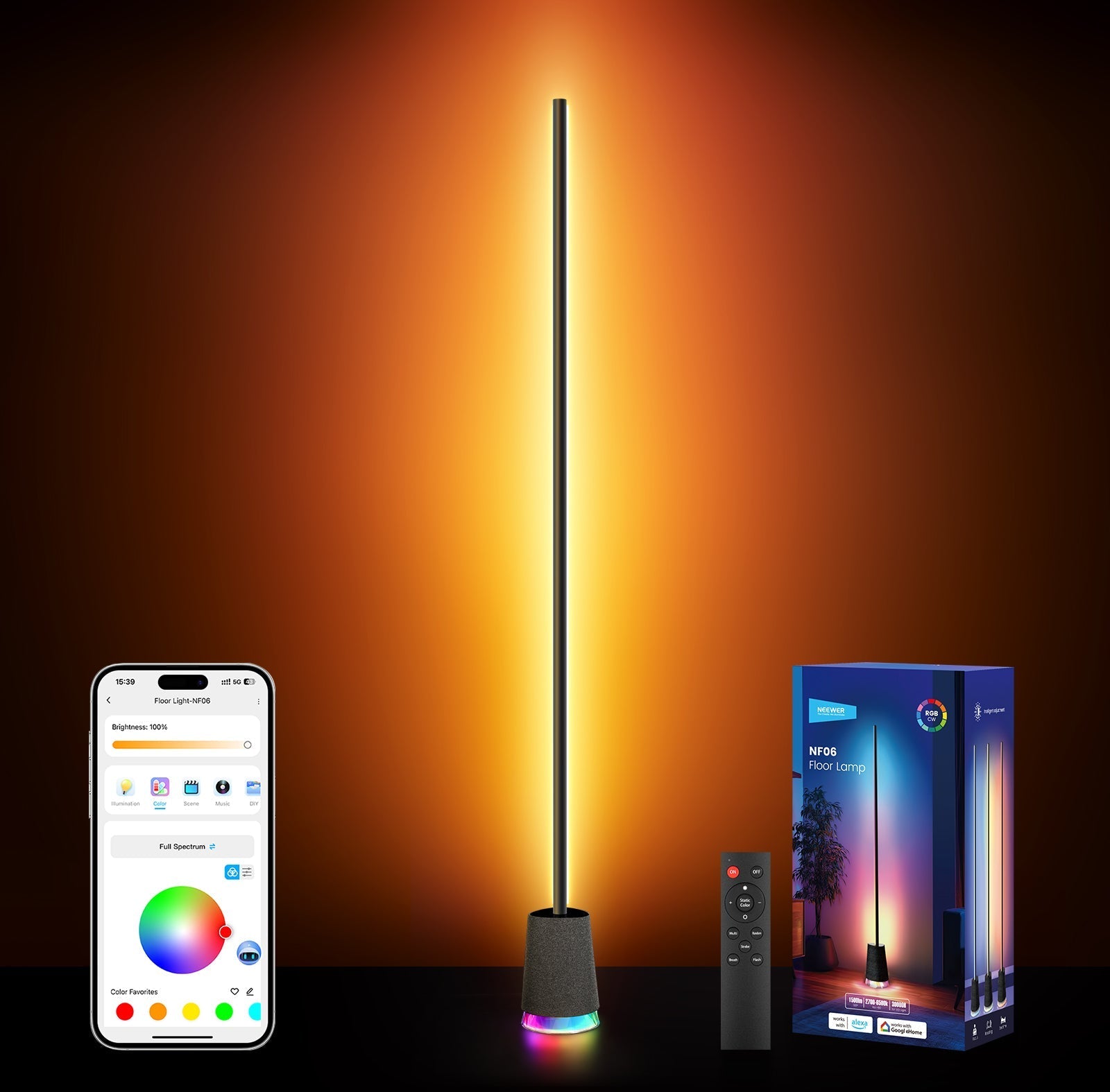 NEEWER NF06 1500lm Smart RGBCW LED Floor Lamp