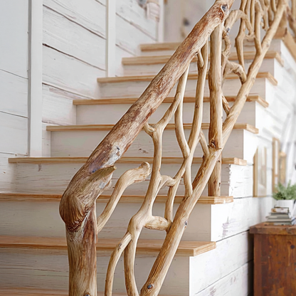 Rustic Solid Wood Stair Railing Home Interior