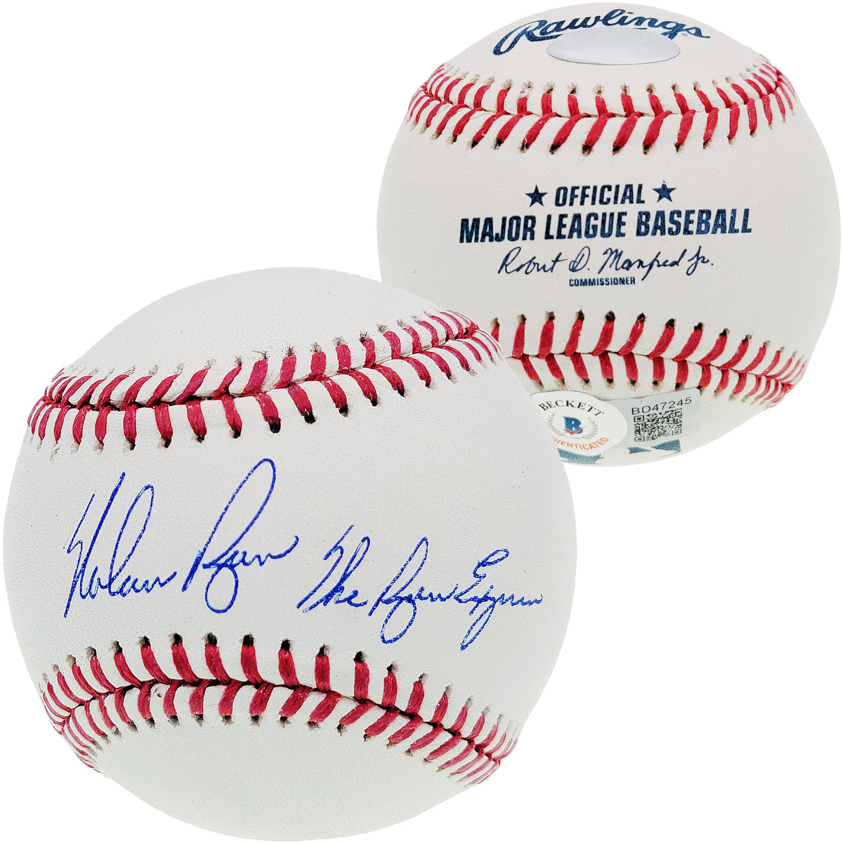 Nolan Ryan Autographed Official MLB Baseball Texas Rangers "The Ryan Express" Beckett BAS Stock #201278