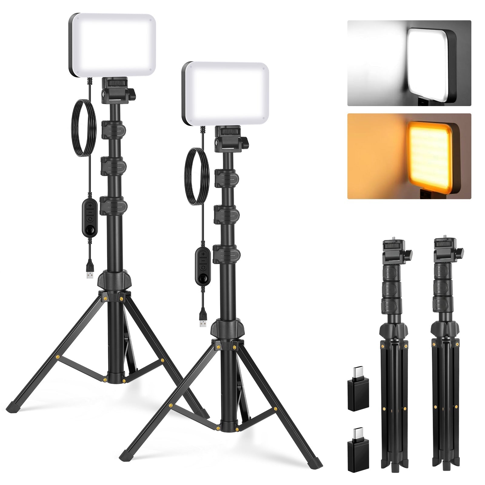 NEEWER BASICS BP132 2 Pack LED Video Light Panel Lighting Kit