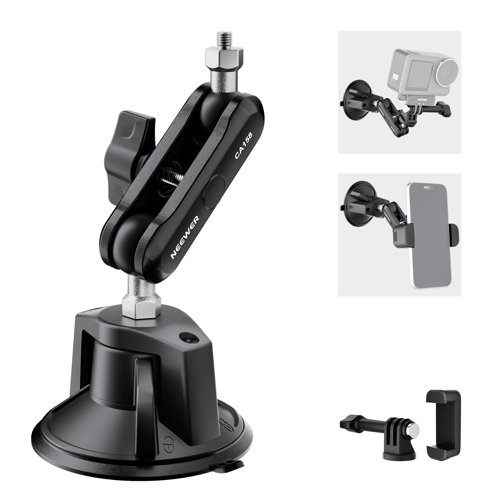 NEEWER CA158 Suction Cup Phone Holder & Camera Mount Kit