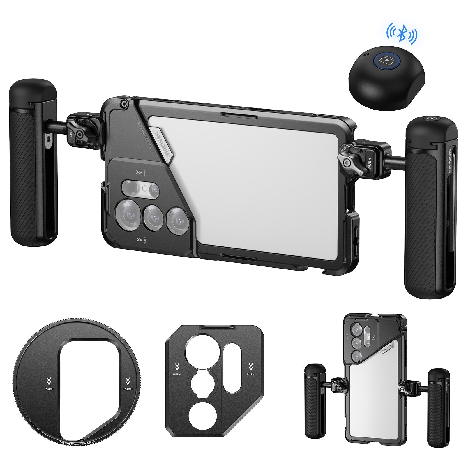 NEEWER PA082 Phone Cage For SAMSUNG S25 Ultra with 67mm Filter/17mm/T Mount Adapters