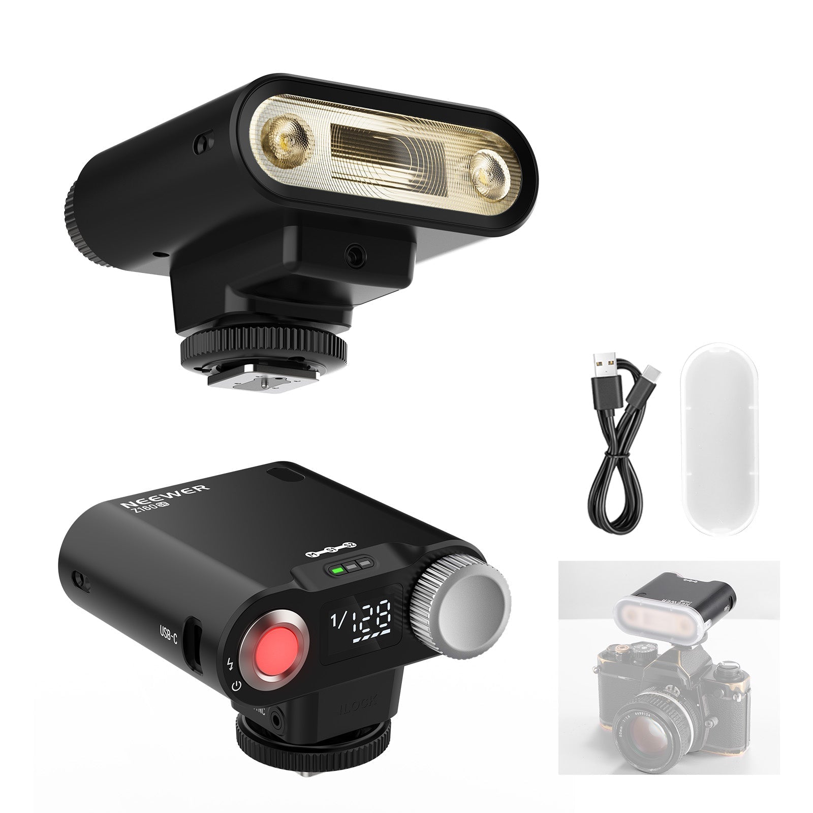 NEEWER Z160 SE Camera Flash with M/S1/S2 Modes & 1200mAh Built in Battery