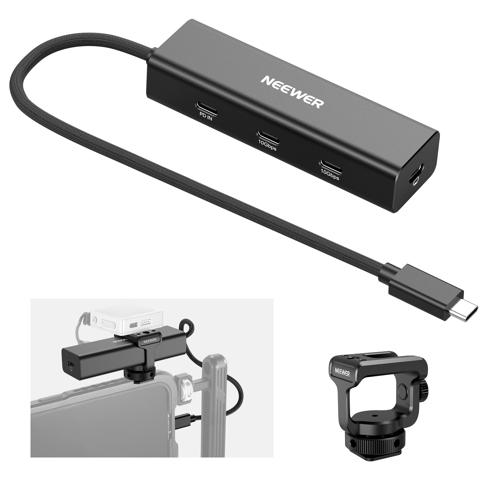 NEEWER PS030E USB C Hub Dock with Cold Shoe Mount