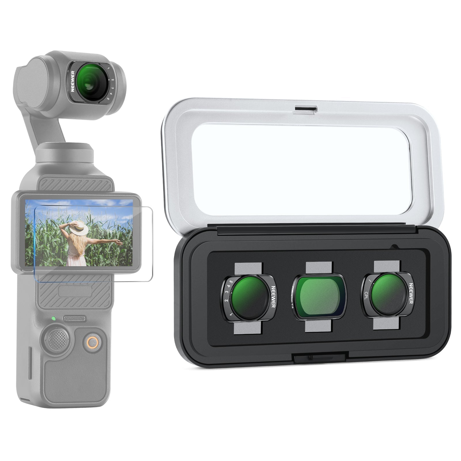 NEEWER Variable ND Filter Compatible with DJI Osmo Pocket 3 / Pocket 4 & Xtra Muse