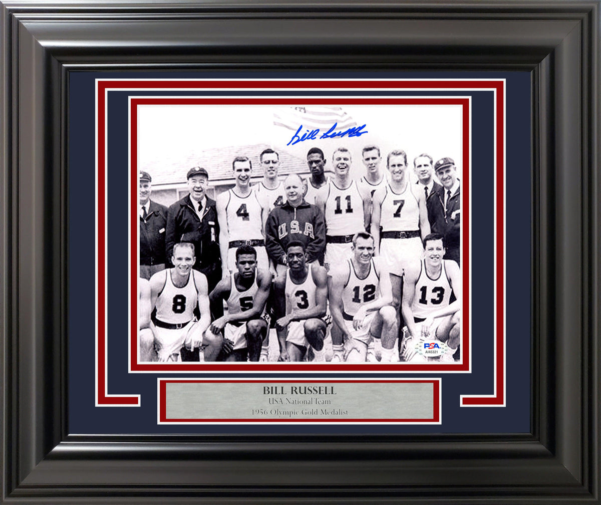 Bill Russell Autographed Framed 8x10 Photo Team USA Basketball 1956 Olympics Beckett BAS #AI45321