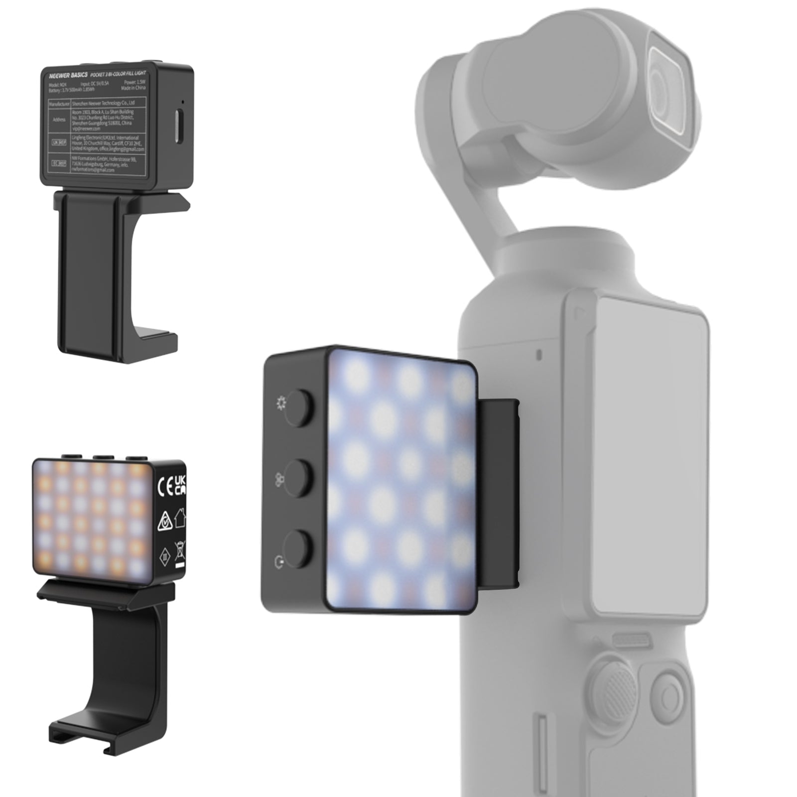 NEEWER BASICS M24 Bi Color Magnetic LED Fill Light For DJI OSMO Pocket 3