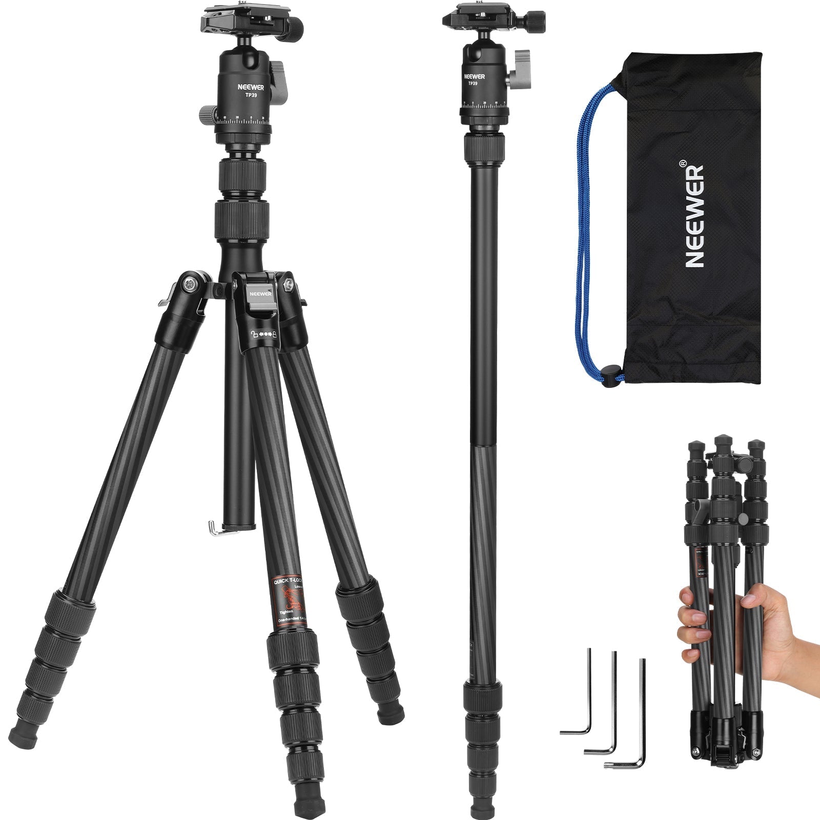 NEEWER TP39 65" Carbon Fiber Camera Tripod