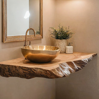Live Edge Wood Bathroom Shelf