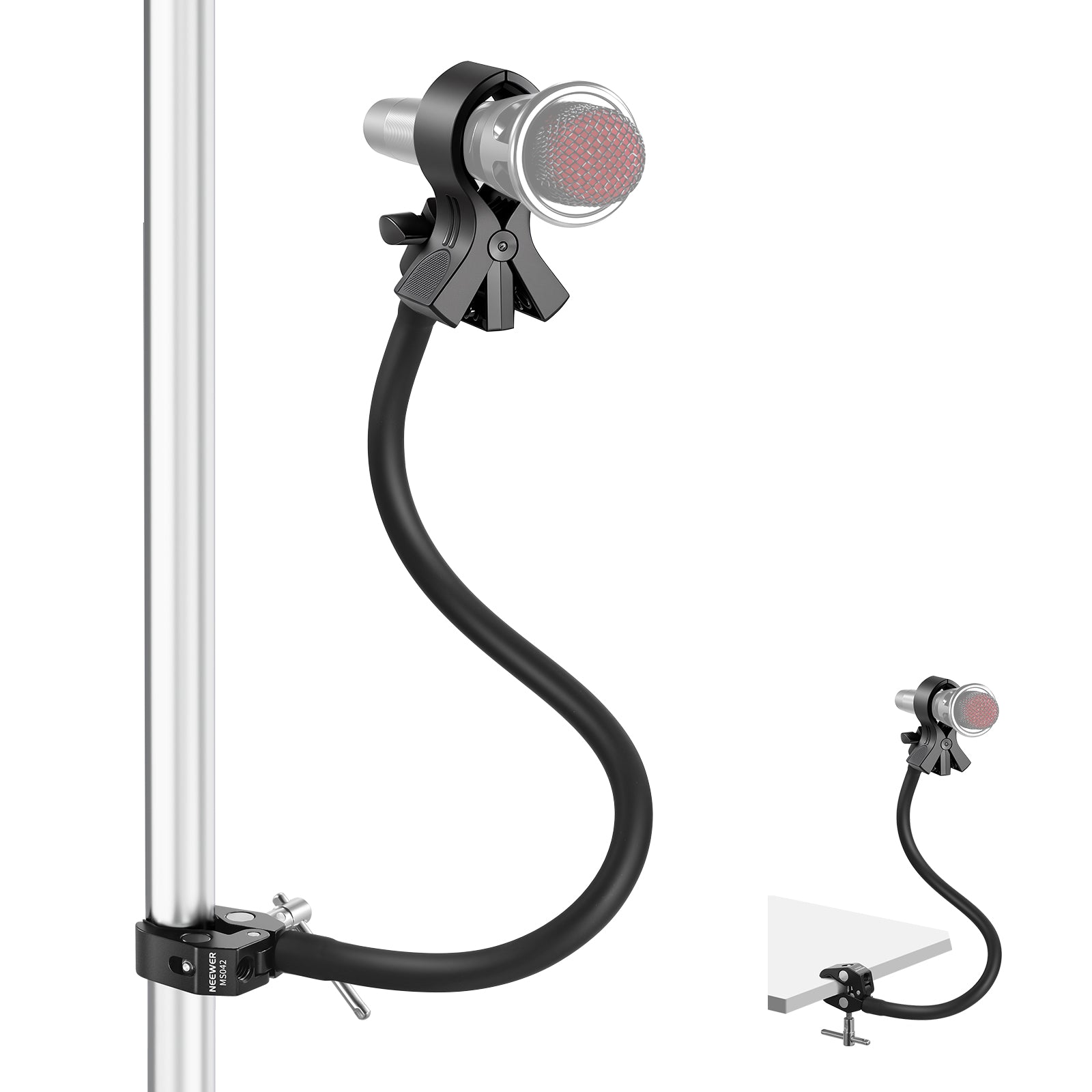 NEEWER MS042 Desktop Microphone Stand with Flexible Arm & Mic Clip