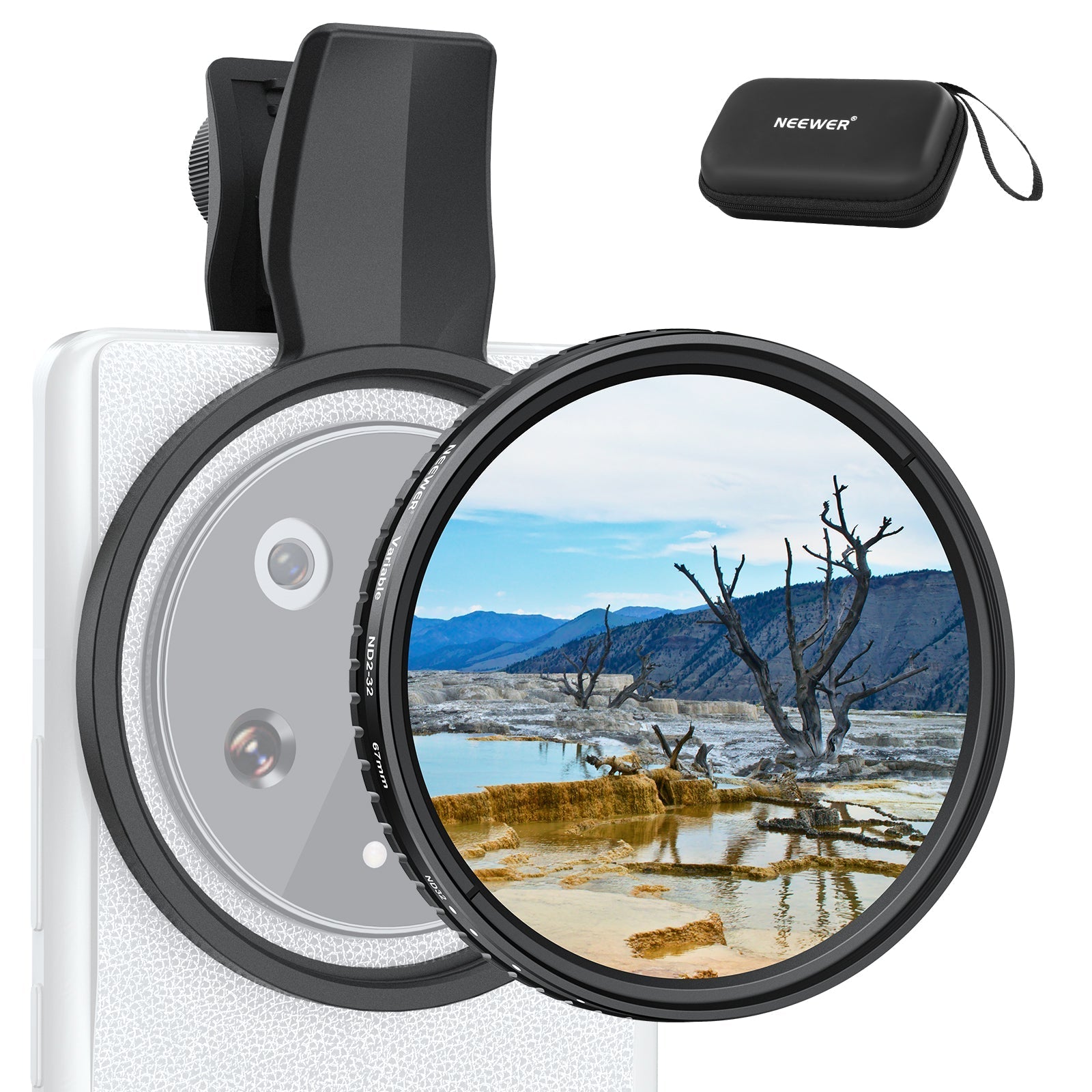 NEEWER FL-B21/FL-B25 67mm Variable ND2-32 Filter with Clip For Smartphone