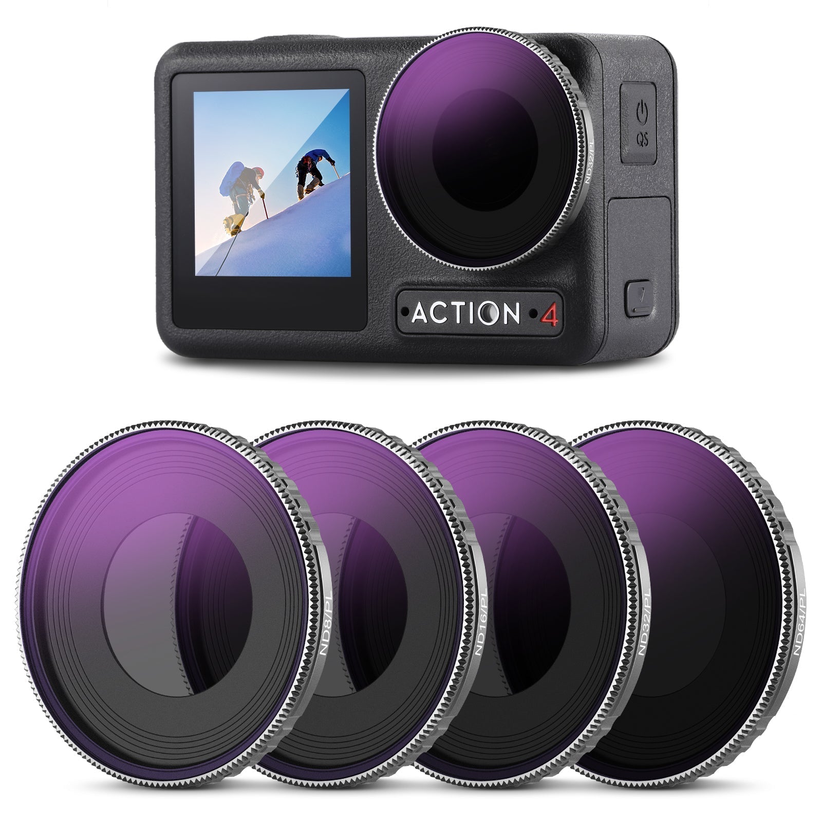 NEEWER FL-A14 4-Pack ND/PL Filter Set for DJI Osmo Action 4