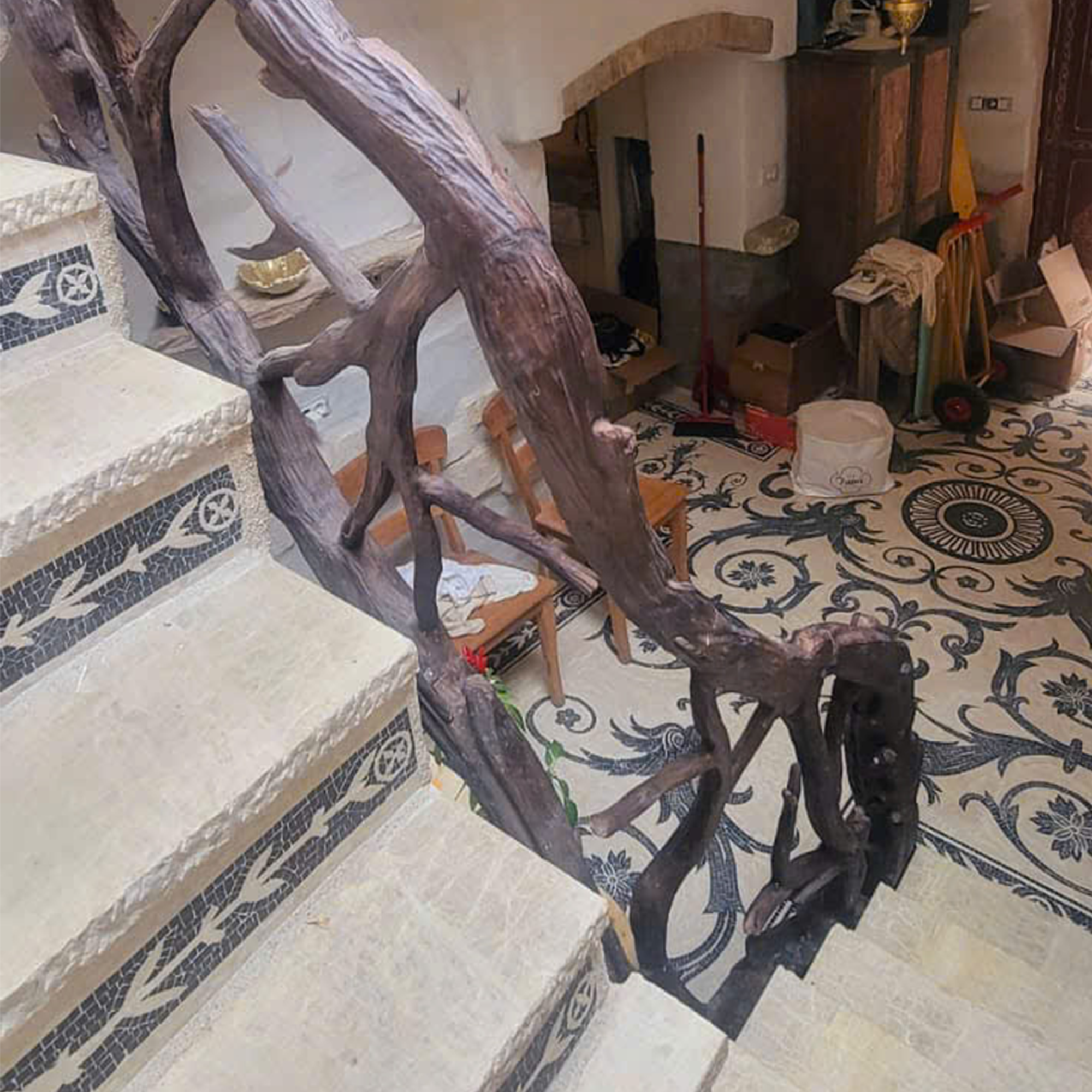 Elegant Wooden Branch And Leaf Stair Railing Custom Stair Railing Country Style