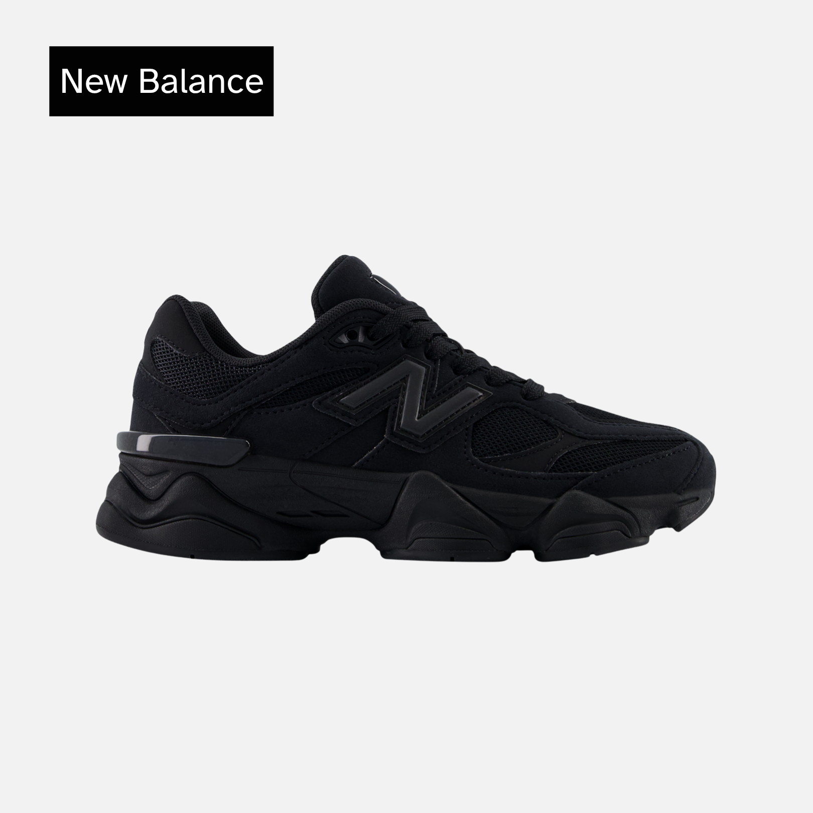 New Balance 9060 Big Kid 'Triple Black Suede'