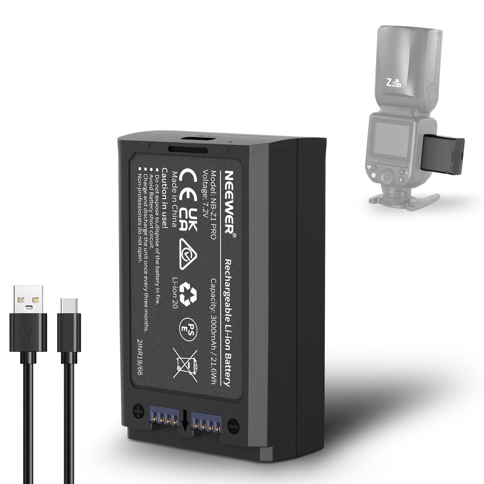 NEEWER NB-Z1 PRO 7.2V/3000mAh Replacement Li ion Battery for Flash Speedlite
