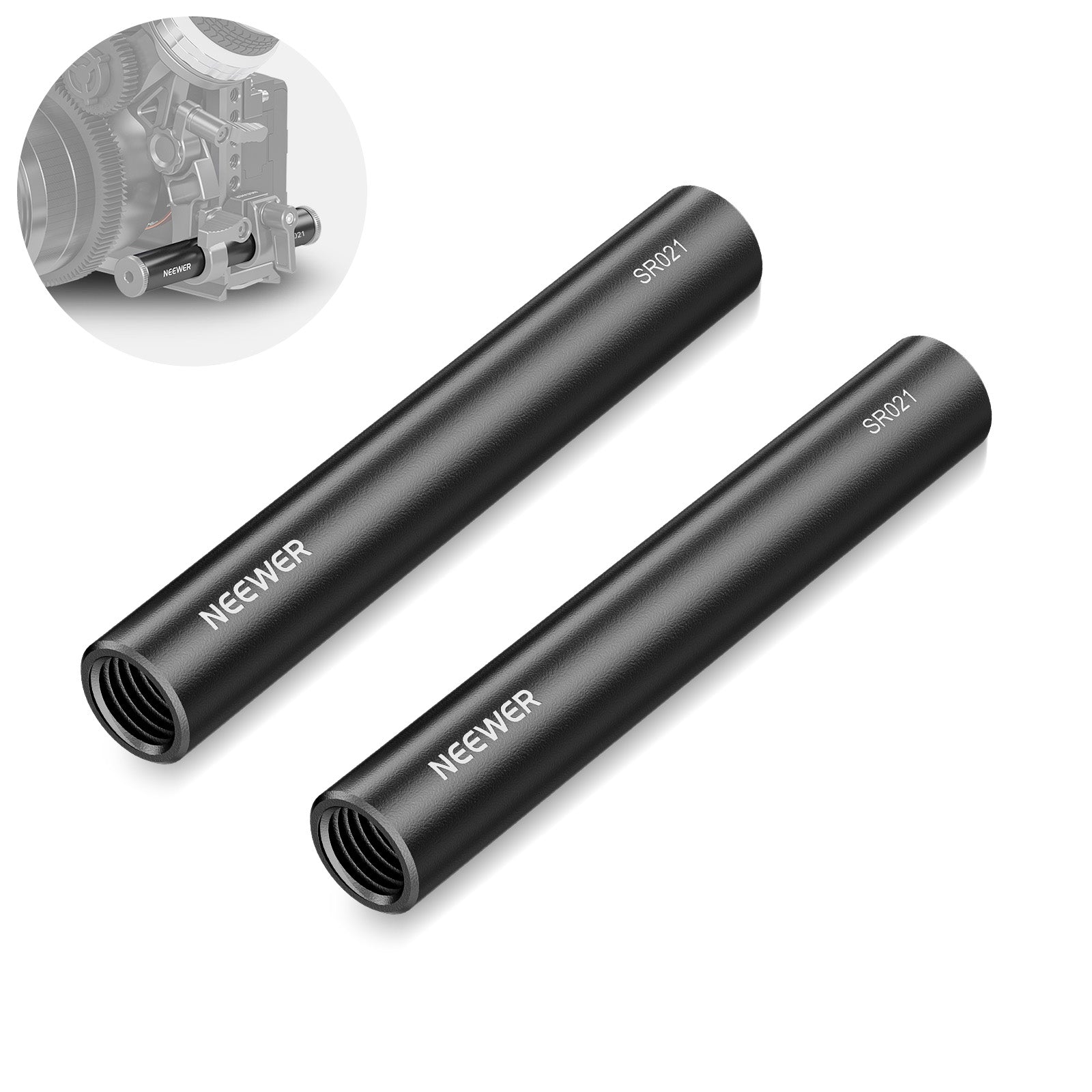 NEEWER 2 Pack Aluminum Alloy Extendable 15mm Rod