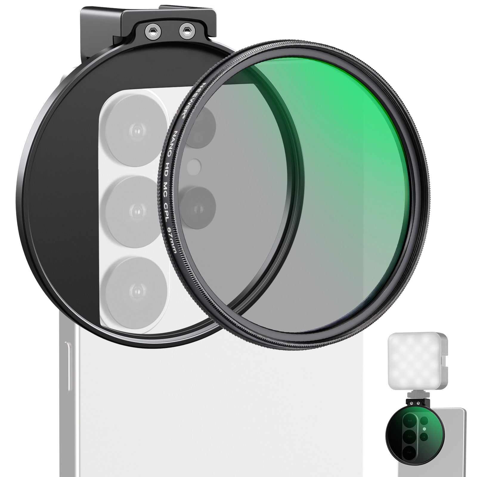 NEEWER FL-113 67mm Phone CPL Filter with Cold Shoe Clip(Compatible with S26)