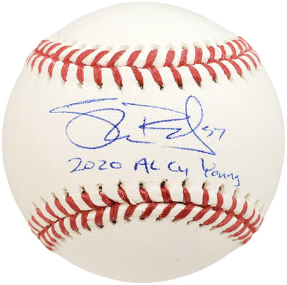 Shane Bieber Autographed Official MLB Baseball Cleveland Indians "2020 AL Cy Young" Beckett BAS Stock #185692