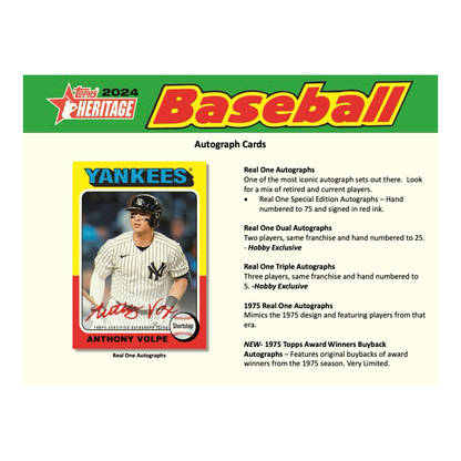 2024 Topps Heritage Baseball Hobby 12 Box Case