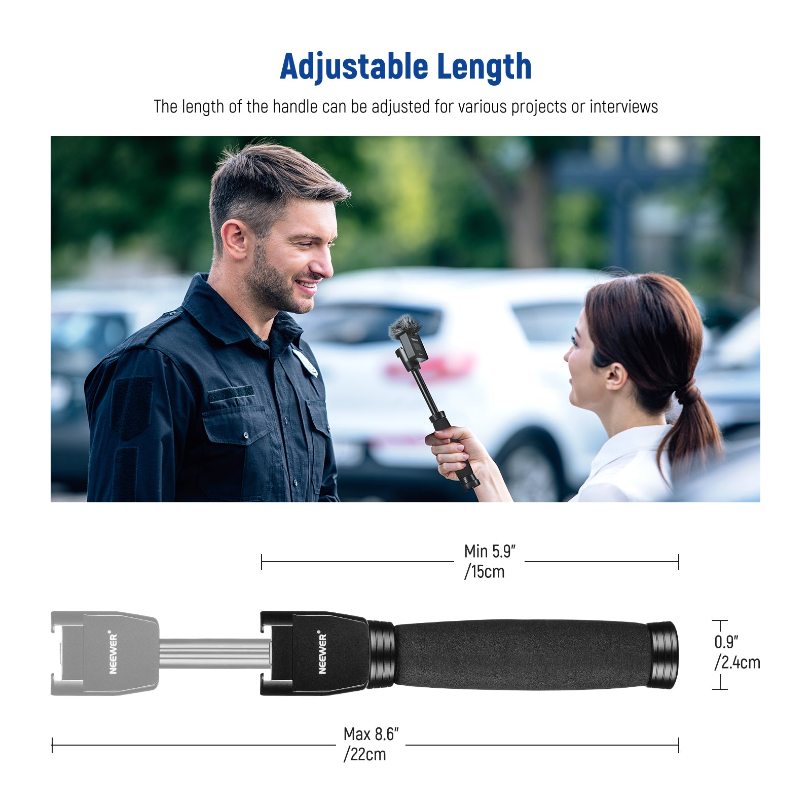 NEEWER MS004 Telescoping Interview Mic Handle for Wireless Go