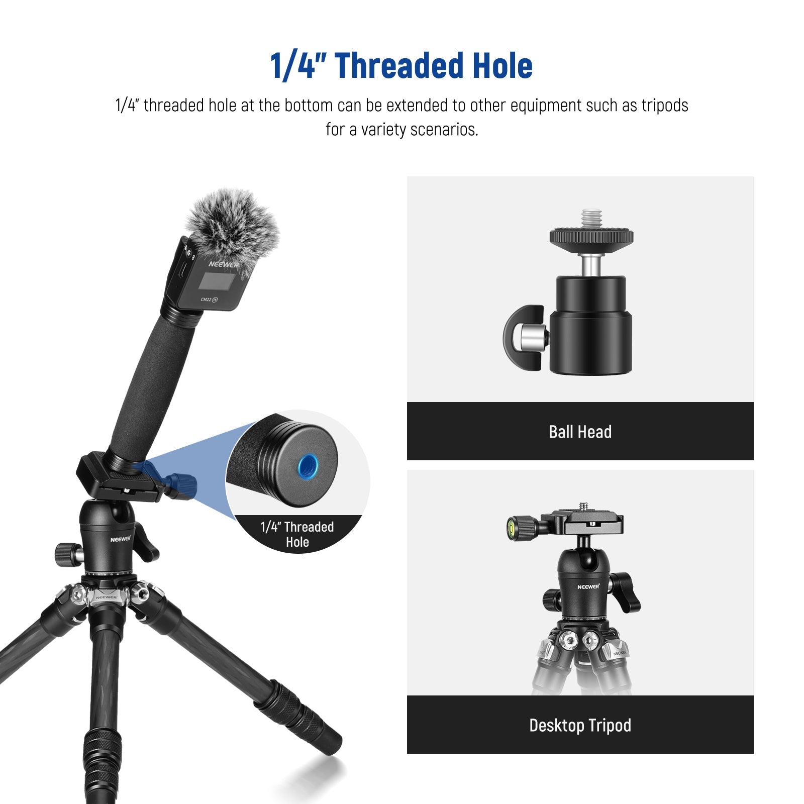 NEEWER MS004 Telescoping Interview Mic Handle for Wireless Go