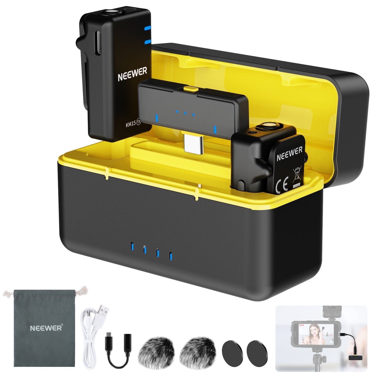 NEEWER KM15 USB C Wireless Microphone System