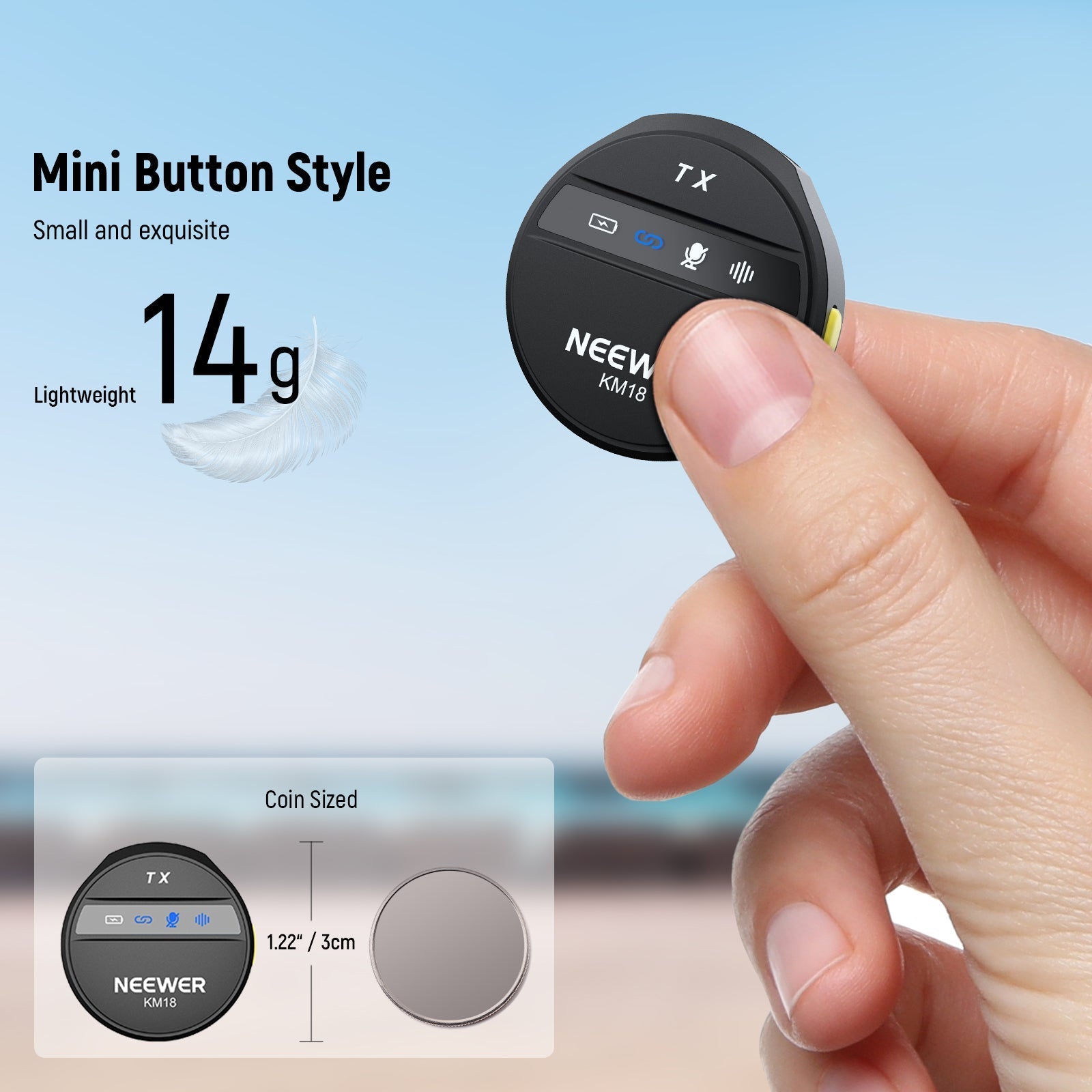 NEEWER KM18 Wireless Lavalier Lapel Microphone For Smartphone/PC