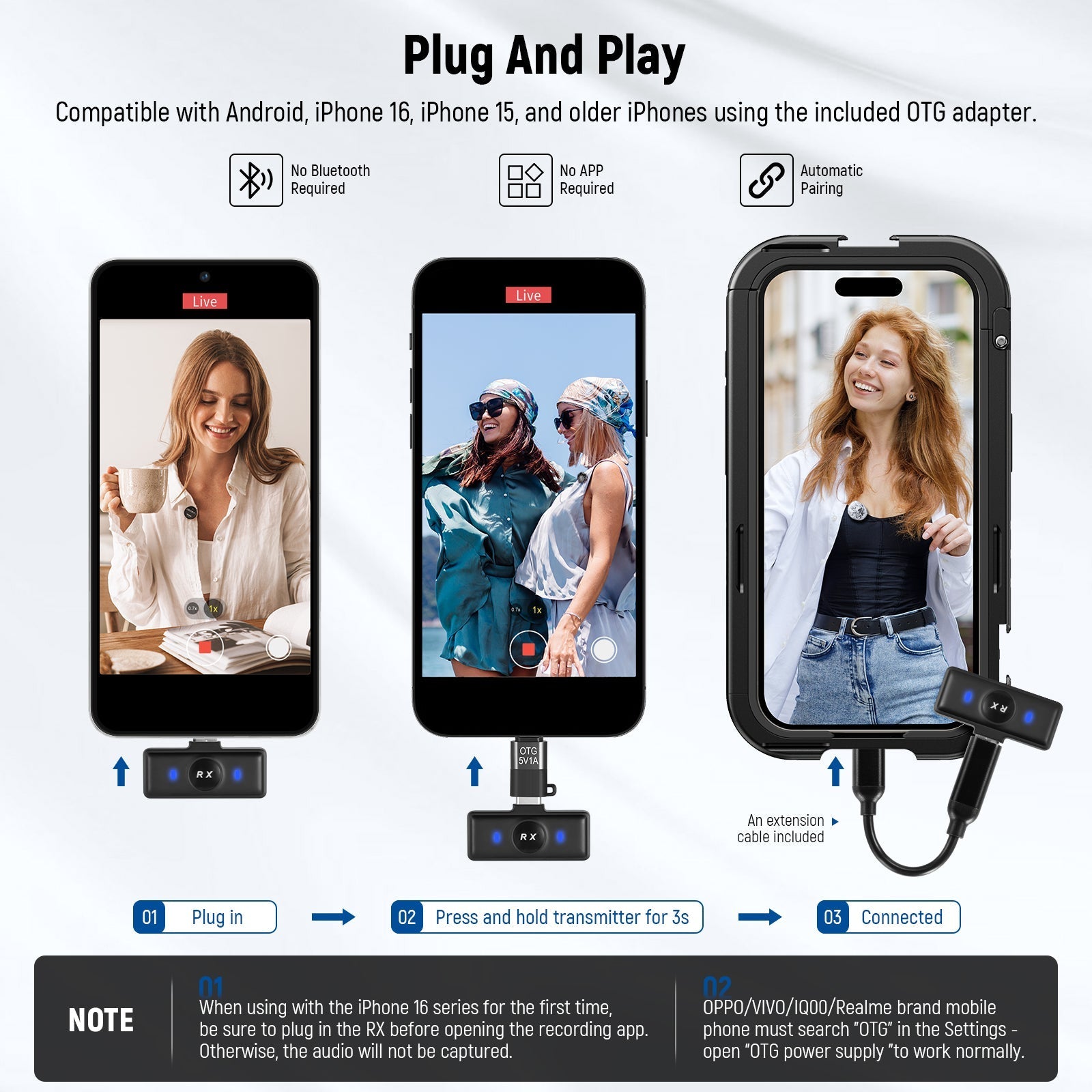 NEEWER KM18 Wireless Lavalier Lapel Microphone For Smartphone/PC