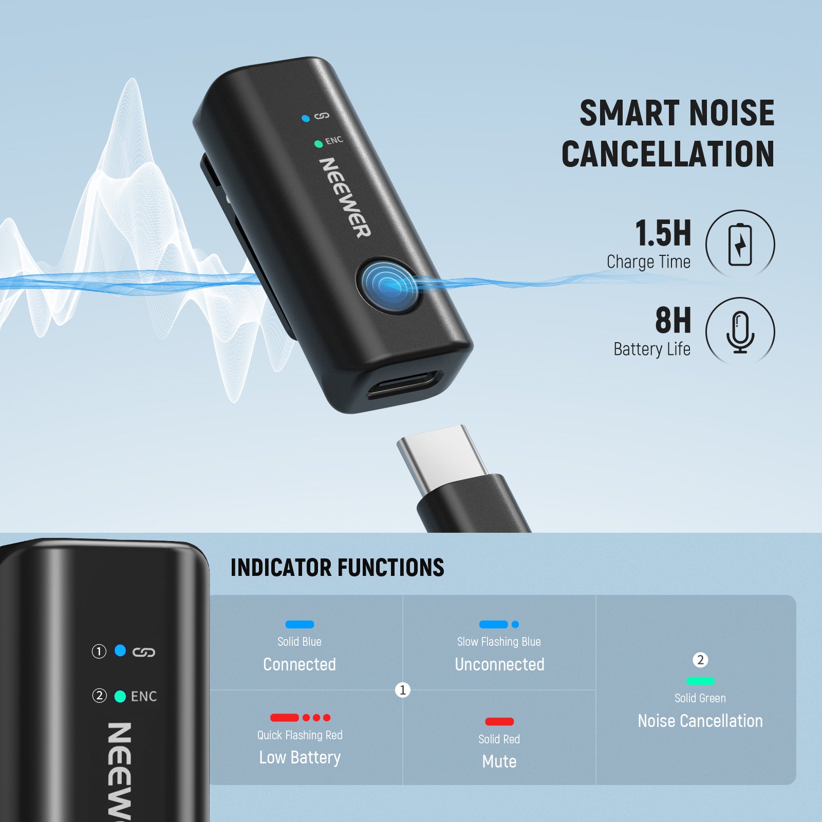 NEEWER KM23B Wireless Microphone Transmitter with App Control