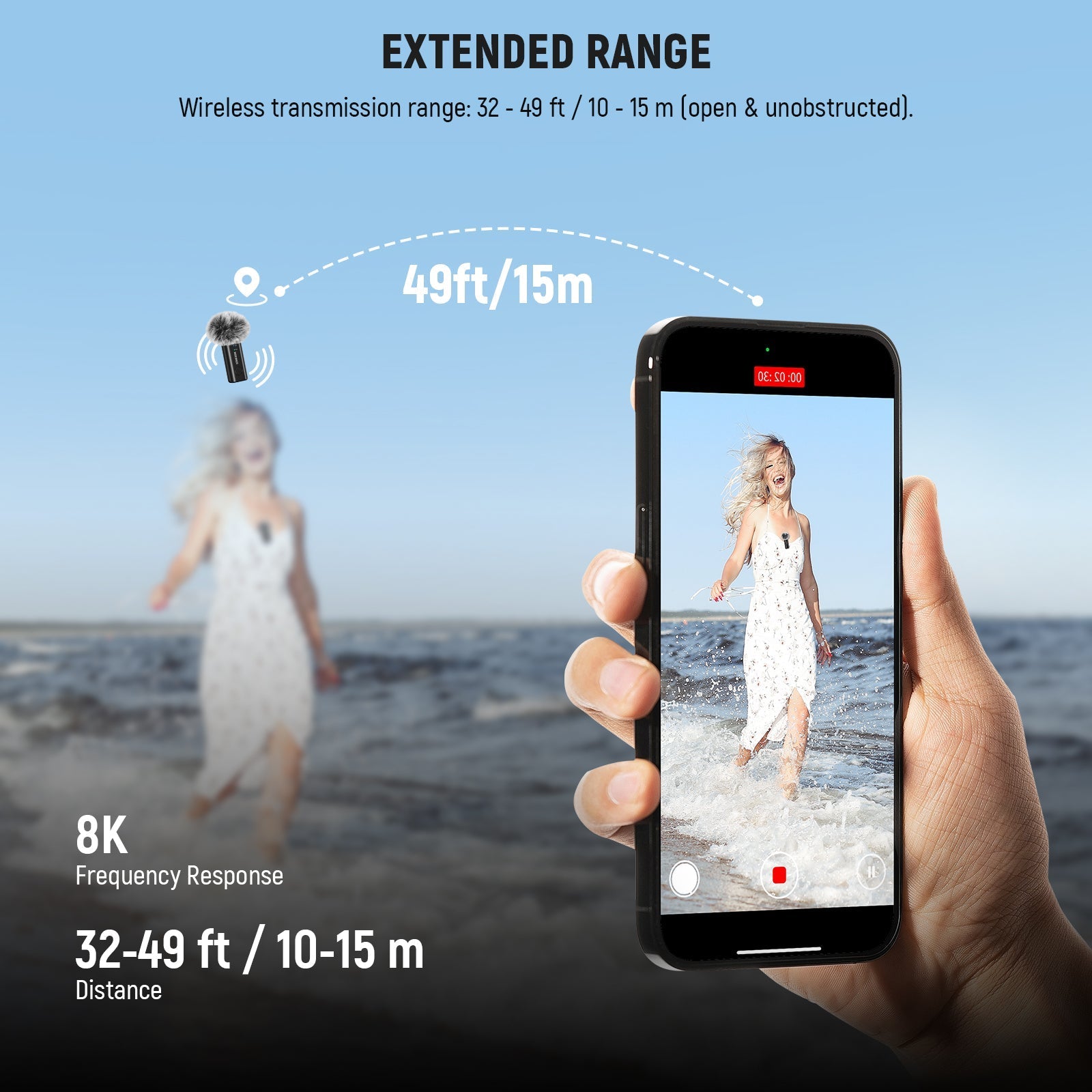 NEEWER KM23B Wireless Microphone Transmitter with App Control
