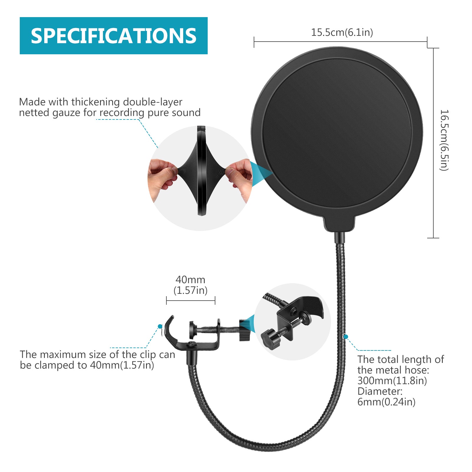 NEEWER NW(B-3) Professional Microphone Pop Filter Mask Shield